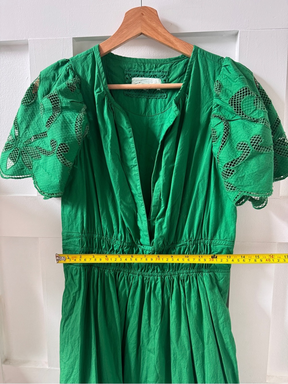 Anthropologie Maeve The Somerset Maxi Dress Eyelet Kelly Green, S/M - Picture 10 of 14